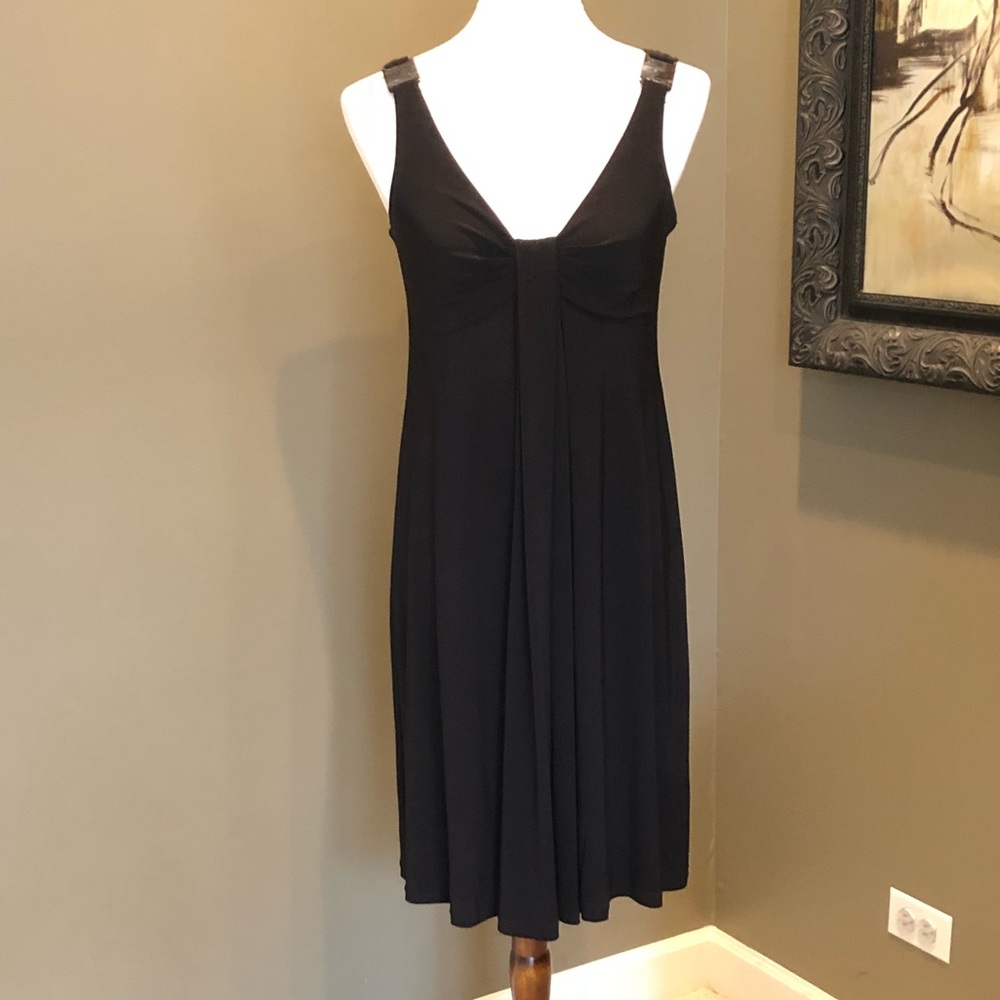 Black slinky dress.